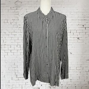 J. Jill Black White Size Large Gingham Check Long Sleeve Bitton Up Shirt